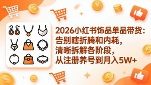 2026小红书饰品单品带货:告别瞎折腾和内耗,清晰拆解各阶段,从注册养号到月入5W+-世康聊项目