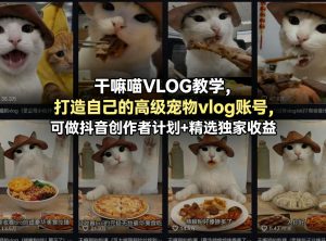 干嘛喵VLOG教学，打造自己的高级宠物vlog账号，可做抖音创作者计划+精选独家收益-世康聊项目