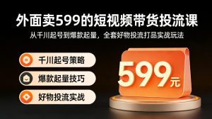 外面卖599的短视频带货投流课：从千川起号到爆款起量，全套好物投流打品实战玩法-世康聊项目