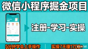 微信小程序掘金项目，项目很简单，5分钟就能学会上手操作，实操7天賺了1700+【揭秘】-世康聊项目