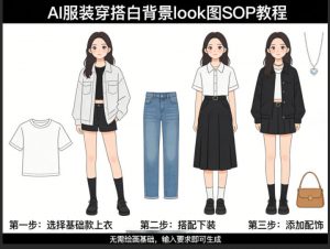 AI服装穿搭白背景look图SOP教程，不用会画画，提几句具体要求，AI就能还你一个奇迹-世康聊项目