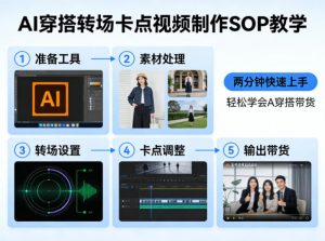 AI穿搭转场卡点视频制作SOP教学，两分钟快速上手，轻松学会AI穿搭带货-世康聊项目
