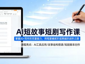 AI短故事短剧写作课，掌握AI+写作的双重能力，用笔墨铺就阶层跨越的进阶之路-世康聊项目