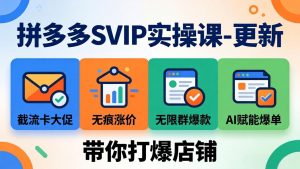 拼多多SVIP实操课-26年4月，截流卡大促+无痕涨价+无限群爆款+AI赋能爆单新玩法，带你打爆店铺-世康聊项目