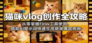 猫咪vlog创作全攻略：从零掌握Flow工具使用，借助AI提示词快速生成萌宠爆款视频-世康聊项目