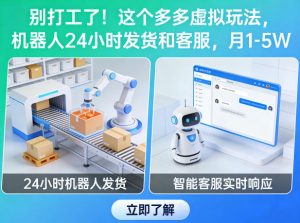 别打工了！这个多多虚拟玩法，机器人24小时发货和客服，月1-5W【揭秘】-世康聊项目