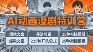 AI动画漫剧特训营：爆款文案+导演剪辑：225种开头公式+25种衔接模板，两小时剪电影级大片-世康聊项目