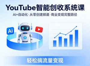 YouTube智能创收系统课，AI+自动化，从零创建YouTube频道并实现商业变现的完整路径，轻松搞流量变现-世康聊项目