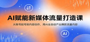 AI赋能新媒体流量打造课：从账号起号到内容创作，用AI全自动产出爆款流量内容-世康聊项目