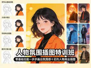 人物氛围插图特训班，零基础也能一步步画出氛围感十足的人物商业插图-世康聊项目