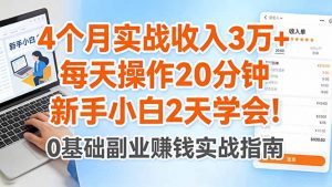 4个月实战收入3万+，每天操作20分钟，新手小白2天学会！-世康聊项目
