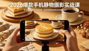 2026爆款手机静物摄影实战课，手机也能拍出商拍感，学会拍出高质感美食商品-世康聊项目