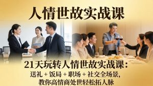 21 天玩转人情世故实战课：送礼 + 饭局 + 职场 + 社交全场景，教你高情商处世轻松拓人脉-世康聊项目