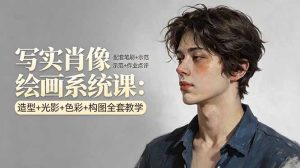 写实肖像绘画系统课：造型+光影+色彩+构图全套教学，配套笔刷+示范+作业点评-世康聊项目
