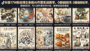 抖音17W粉丝博主亲授AI作图实战教学，0基础轻松学，可入创作者伙伴计划，接单收徒双增收-世康聊项目