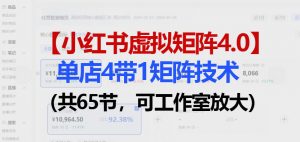 小红书虚拟矩阵4.0技术:单店4带1矩阵(共65节,可工作室放大)-世康聊项目