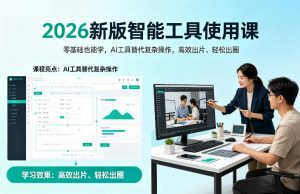 2026新版智能工具使用课,零基础也能学,用AI工具替代复杂操作,高效出片、轻松出圈-世康聊项目