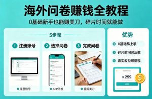 海外问卷賺钱全教程,0基础新手也能賺美刀,碎片时间就能做-世康聊项目