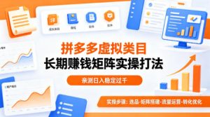 做拼多多虚拟类目想长期賺钱?这套矩阵实操打法,亲测日入稳定过千【揭秘】-世康聊项目