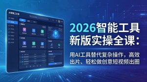 2026智能工具新版实操全课:用AI工具替代复杂操作,高效出片、轻松做创意短视频出圈-世康聊项目