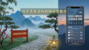 风景类赛道短视频运营教学:诗词文学中式美学,新号养号对标账号定位,DOU+高性价比投放全流程-世康聊项目