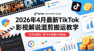 26年4月最新TikTok影视解说混剪搬运教学,过中过原创,撸TK中视频计划收益-世康聊项目