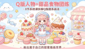 Q版人物+甜品食物团练，8节系统课拆解Q版甜系画法，画出属于自己的甜蜜插画世界-世康聊项目