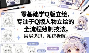 零基础学Q版立绘，专注于Q版人物立绘的全流程绘制技法，层层递进，系统拆解-世康聊项目