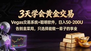 3天学会黄金交易，Vegas交易技术+聪明软件，日赚50-100U-世康聊项目