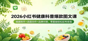 2026小红书健康科普爆款图文课：插画制作+选题创作+品牌对接，零基础轻松起号变现-世康聊项目