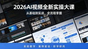 2026AI视频全新实操大课，从基础到实战，全流程掌握，系统教学·案例驱动·即学即用-世康聊项目