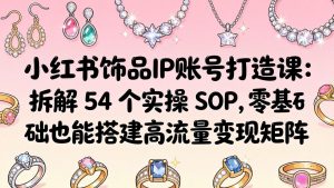 小红书饰品IP账号打造课：拆解 54 个实操 SOP，零基础也能搭建高流量变现矩阵-世康聊项目