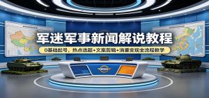 军迷军事新闻解说教程：0基础起号，热点选题+文案剪辑+消重变现全流程教学-世康聊项目