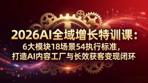 2026AI全域增长特训课：6大模块18场景54执行标准，打造AI内容工厂与长效获客变现闭环-世康聊项目