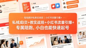 短视频IP私教实战班｜小红书流量引爆+私域成交+带徒盈利，专属陪跑，小白也能快速起号-世康聊项目