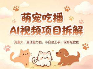 萌宠吃播AI视频项目拆解，流量大，变现能力强，小白易上手，保姆级教程-世康聊项目