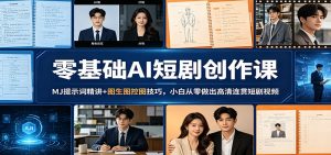 零基础AI短剧创作课：MJ提示词精讲+图生图控图技巧，小白从零做出高清连贯短剧视频-世康聊项目