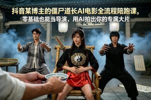抖音某博主的僵尸道长AI电影全流程陪跑课，零基础也能当导演，用AI拍出你的专属大片-世康聊项目