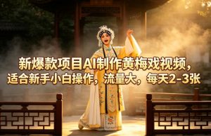 新爆款项目AI制作黄梅戏视频，适合新手小白操作，流量大，每天2-3张-世康聊项目