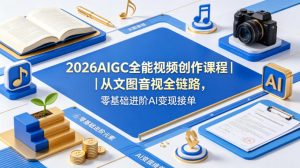 2026AIGC全能视频创作课程｜从文图音视全链路，零基础进阶AI变现接单-世康聊项目