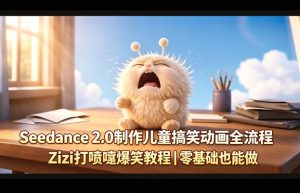 Seedance 2.0制作儿童搞笑动画全流程Zizi打喷嚏爆笑教程｜零基础也能做-世康聊项目