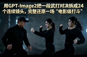 用GPT-Image2把一段武打对决拆成24个连续镜头，完整还原一场“电影级打斗”-世康聊项目
