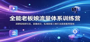全能老板娘流量体系训练营：深耕短视频引流，直播成交，私域锁客三维打法直接套用落地-世康聊项目
