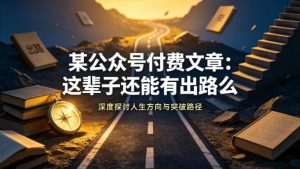 某公众号付费文章：这辈子还能有出路么-世康聊项目