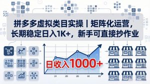 拼多多虚拟类目实操｜矩阵化运营，长期稳定日入 1K+，新手可直接抄作业-世康聊项目
